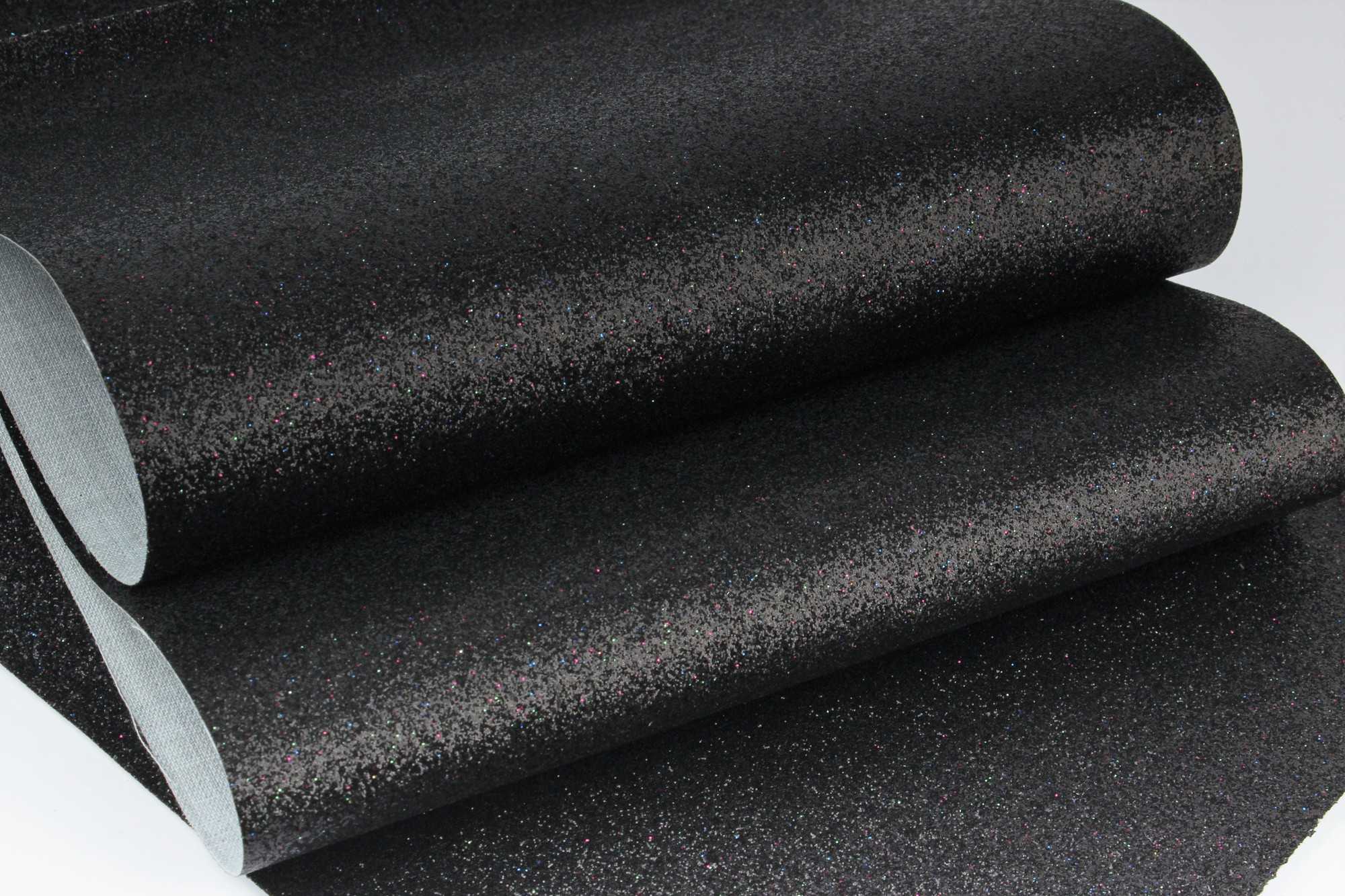 картинка Кожзам с мелкими блестками (черный+разноцветные блестки), 20*30 см от магазина Техника+
