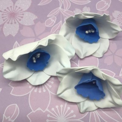 картинка Цветы из фоамирана 9 см, цвет синий РС-1 (3 шт) от магазина Техника+