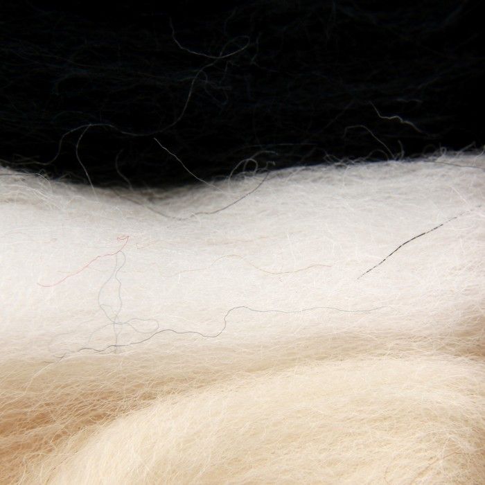 картинка Набор шерсть для валяния 100% полутонкая шерсть 50гр (1318-Чёрно-белый микс) 5072808 от магазина Техника+