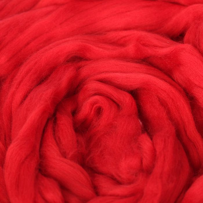 картинка Гребенная лента 100% тонкая мериносовая шерсть 100гр (0042, красный) 2813814 от магазина Техника+