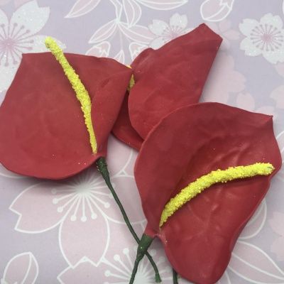 картинка Цветы из фоамирана 10 см, цвет красный РЕ-1 (3 шт) от магазина Техника+